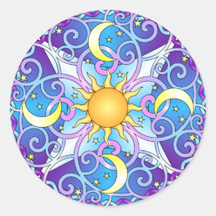 Himmlische Mandala Runder Aufkleber