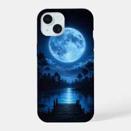 Himmlische mondbeschienene Waldreflexionsästhetik iPhone 15 Hülle