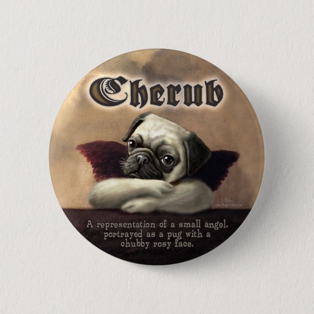 Himmlische Mops-Engel-Geschenk-Einzelteile Button (Vorderseite)