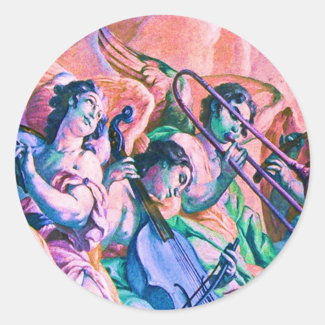Himmlische Musikkapelle Runder Aufkleber (Vorderseite)
