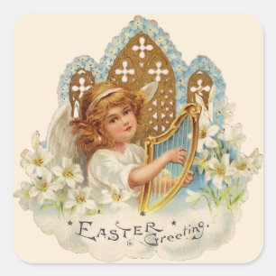 Himmlische Ostern-Grüße Quadratischer Aufkleber