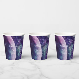 Himmlische Purpur-Galaxie-Mond-Hochzeit Pappbecher