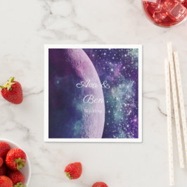 Himmlische Purpur-Galaxie-Mond-Hochzeit Serviette