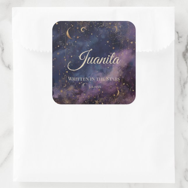 Himmlische Quinceañera, individuell Quadratischer Aufkleber (Tasche)
