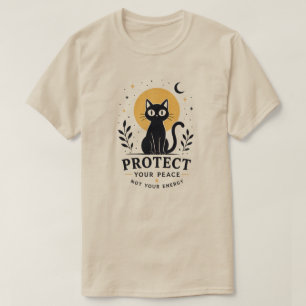 Himmlische Schützen Sie Ihren Frieden Schwarzkatze T-Shirt