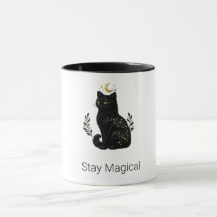 Himmlische Schwarze Katze Mystische Konstellation Tasse