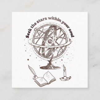 Himmlische Seelenweisheit | Vintage-Armillarsphäre Quadratische Visitenkarte