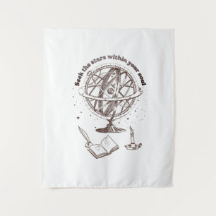 Himmlische Seelenweisheit   Vintage-Armillarsphäre Wandteppich