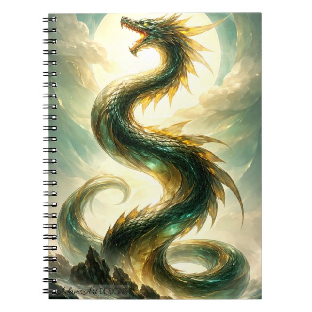 Himmlische Smaragd-Drachen-Fantasy-Kunst Notizblock (Vorderseite)