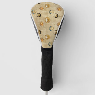 Himmlische Sonne & Mond Gold Sternennacht Muster ( Golf Headcover