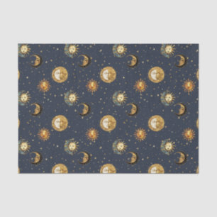 Himmlische Sonne & Mond Gold Sternennacht Muster ( Seidenpapier