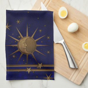 Himmlische Sonne Mond Sterne Sternennacht Geschirrtuch