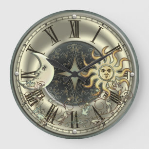 Himmlische Sun- und Mond-Wanduhr Große Wanduhr