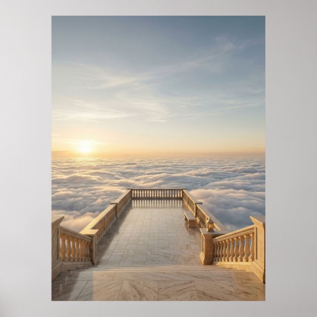 Himmlische Terrasse oberhalb der Wolken Poster (Vorne)
