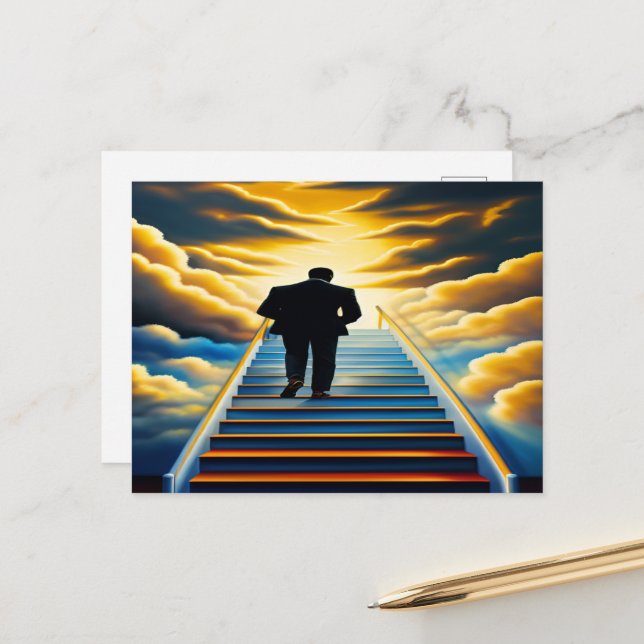 Himmlische Treppen Christlich Art Postkarte (Vorderseite/Rückseite Beispiel)