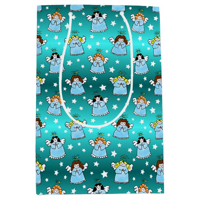 Himmlische WeihnachtsAngels Muster Mittlere Geschenktüte (Vorderseite)