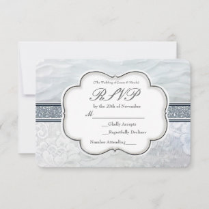 Himmlische weiße Ruffles & Spitzen Elegante RSVP-K RSVP Karte