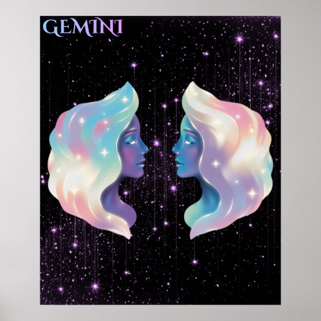 Himmlische Zwillinge – Astrologie-Kunst Poster (Vorne)