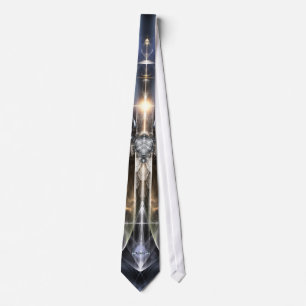 Himmlischer Angel Wing Cross Fraktal Art Krawatte