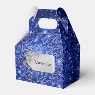 Himmlischer blauer Wirbel u. Geschenkschachtel