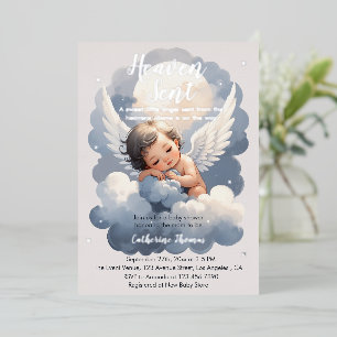 Himmlischer Engel Baby In Wolken Baby Shower Folieneinladung