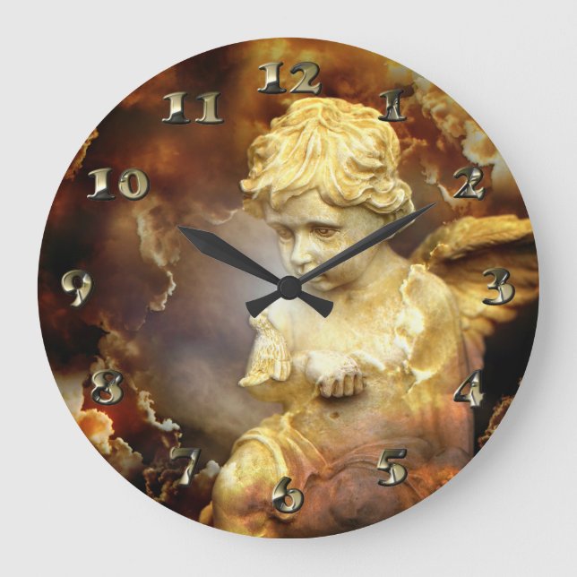 Himmlischer Engels-Engel Große Wanduhr (Vorderseite)