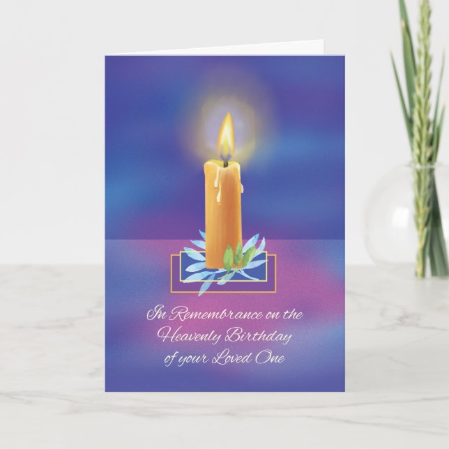 Himmlischer Geburtstag Religiöse leuchtende Kerze Karte (Vorderseite)