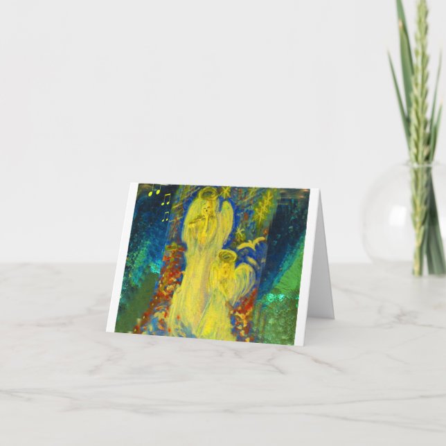 Himmlischer Gesang-goldene Engels-Weihnachtskarte Feiertagskarte (Vorderseite)