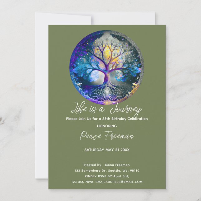 Himmlischer Glanz | Baum des Lebens Einladung (Vorderseite)