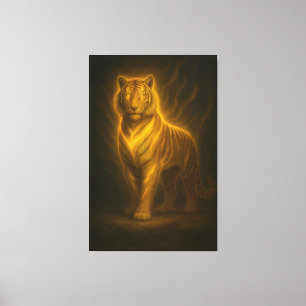 Himmlischer Goldener Tiger – Göttliche Feuer-Aura- Leinwanddruck