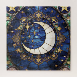 Himmlischer Halbmond-Ornament-Buntglas-Mond