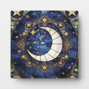 Himmlischer Halbmond-Ornament-Buntglas-Mond Fotoplatte