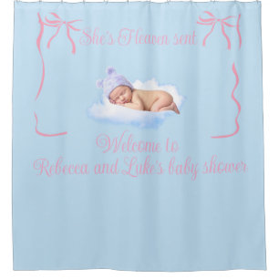 Himmlischer Hintergrund für Baby Shower Duschvorhang