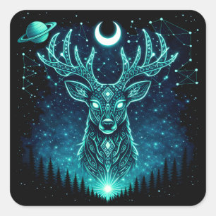 Himmlischer Hirsch – Sternenlicht Gnade Wildlife G Quadratischer Aufkleber