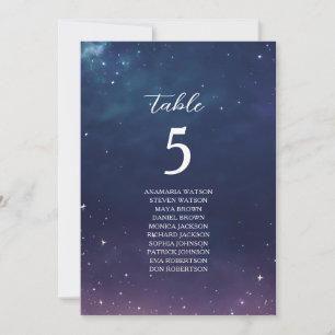 Himmlischer Hochzeitssitzplan mit Tischnummer