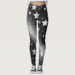 Himmlischer Komfort: Weiße Funken & Sterne Leggings