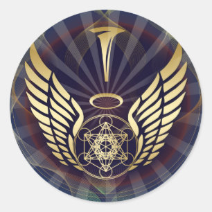 Himmlischer Merkaba-Metatron Würfel Runder Aufkleber