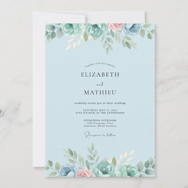 Himmlischer Minzblatt-Hochzeit Einladung (Vorderseite)