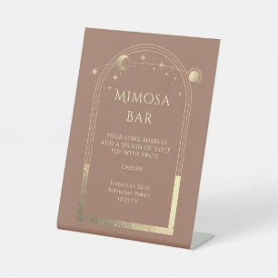 Himmlischer Mocha-Gold-Mimosa-Bar-Sonne-Mond-Stern Sockelschild