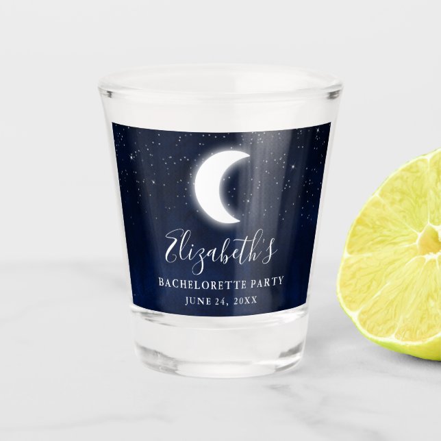 Himmlischer Mond hat Junggeselinnen-Abschied in Schnapsglas (Vorderseite)