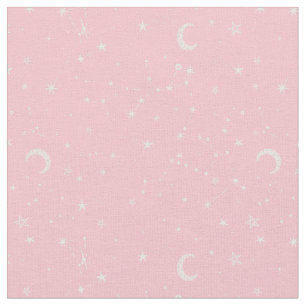 himmlischer Mond Stern Konstellation rosa Stoff