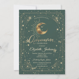 Himmlischer Mond Sterne Rahmen Quinceanera Einladung