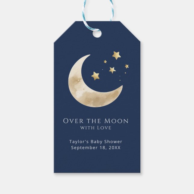 Himmlischer Mond & Sterne Über den Mond Baby Showe Geschenkanhänger (Vorderseite)