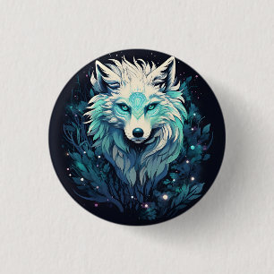 Himmlischer Mondwilder Wolf Button
