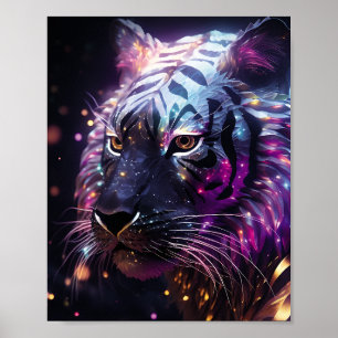 Himmlischer Neon-Tiger – Futuristische leuchtende Poster