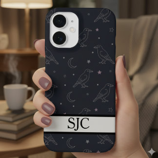 Himmlischer Rabe Dunkle Akademie Monogramm iPhone 16 Hülle