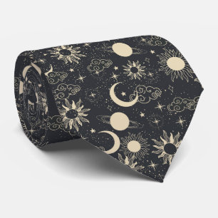 himmlischer Raum Sonne Mond Galaxie Planet beige Krawatte
