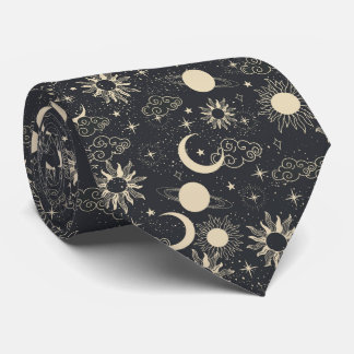 himmlischer Raum Sonne Mond Galaxie Planet beige Krawatte