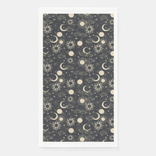 himmlischer Raum Sonne Mond Galaxie Planet beige Serviette