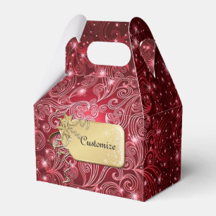 Himmlischer roter Wirbel u. Geschenkschachtel